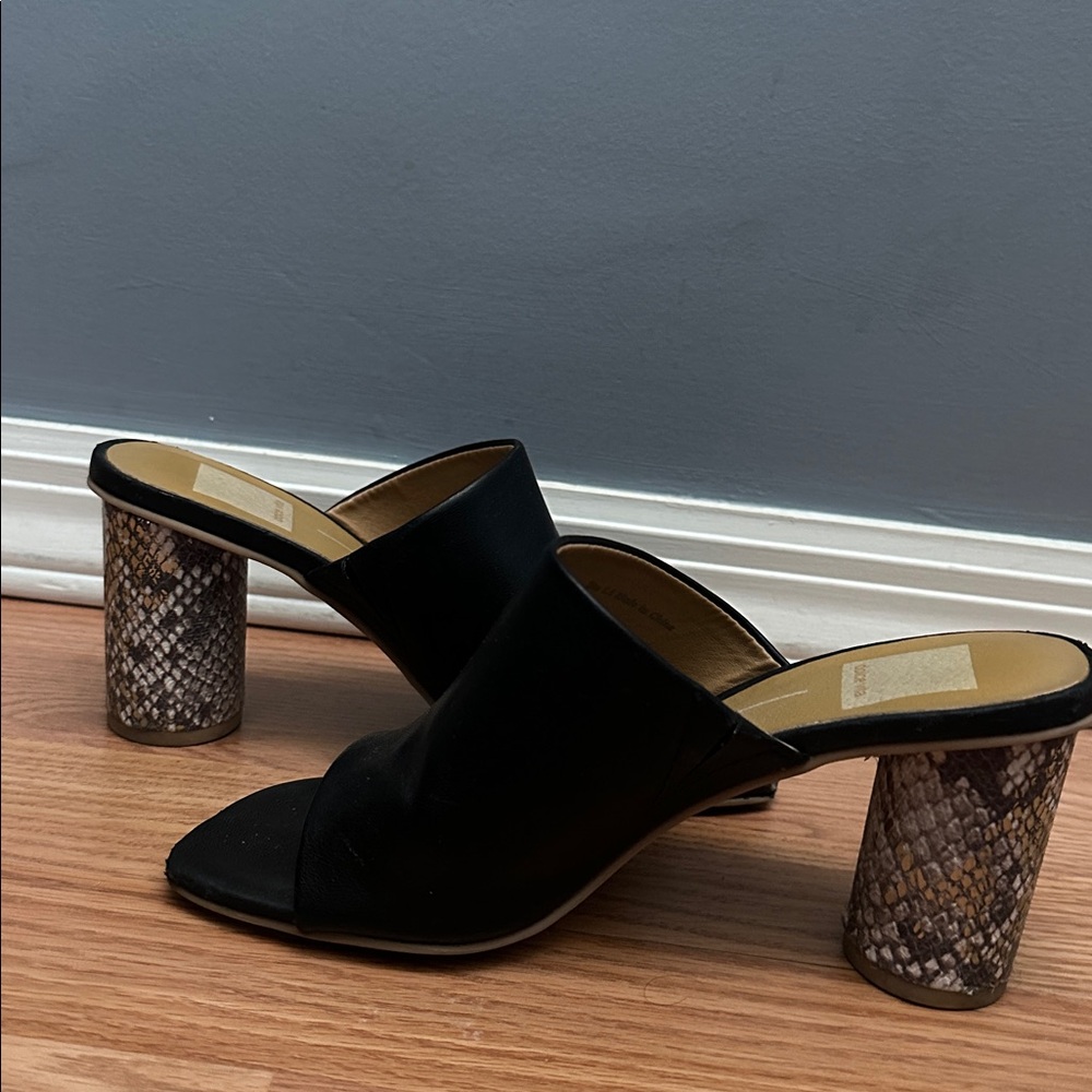 Dolce Vita Black Leather Snake Skin Heel Sandal